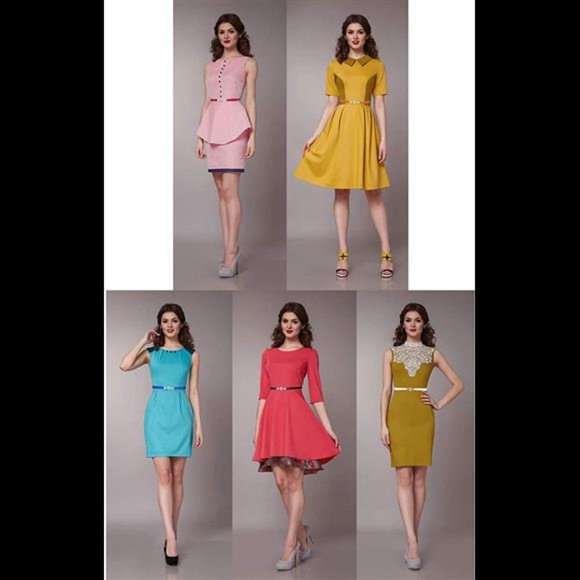 Jovitec 5 Pieces Women Skinny Elastic Waist Belt Retro Stretch Cinch Thin Belt M